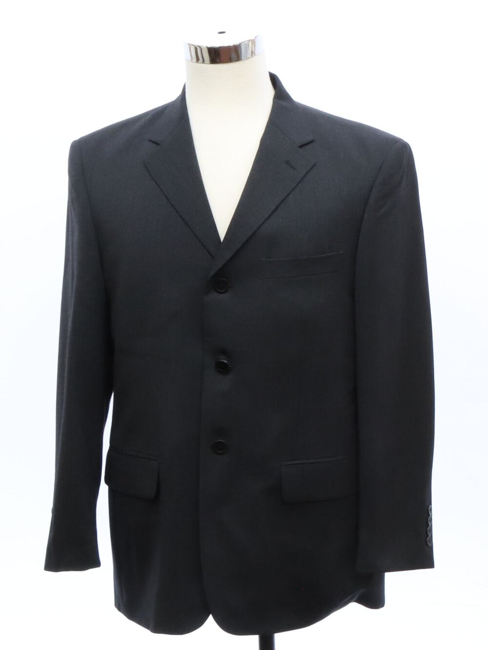 Versini Men's Charcoal Wool Blazer 42 Short 3 Button Suit Jacket